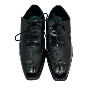 Frederico Leone Manhattan Black Upper Tuxedo Toe Oxford Mens 6.5M Dress Shoes